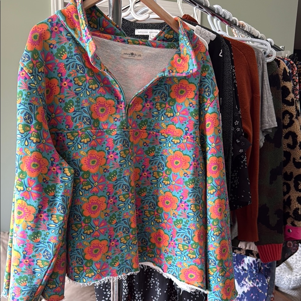 NATURAL LIFE Floral Hoodie - Blue, Pink, Yellow
